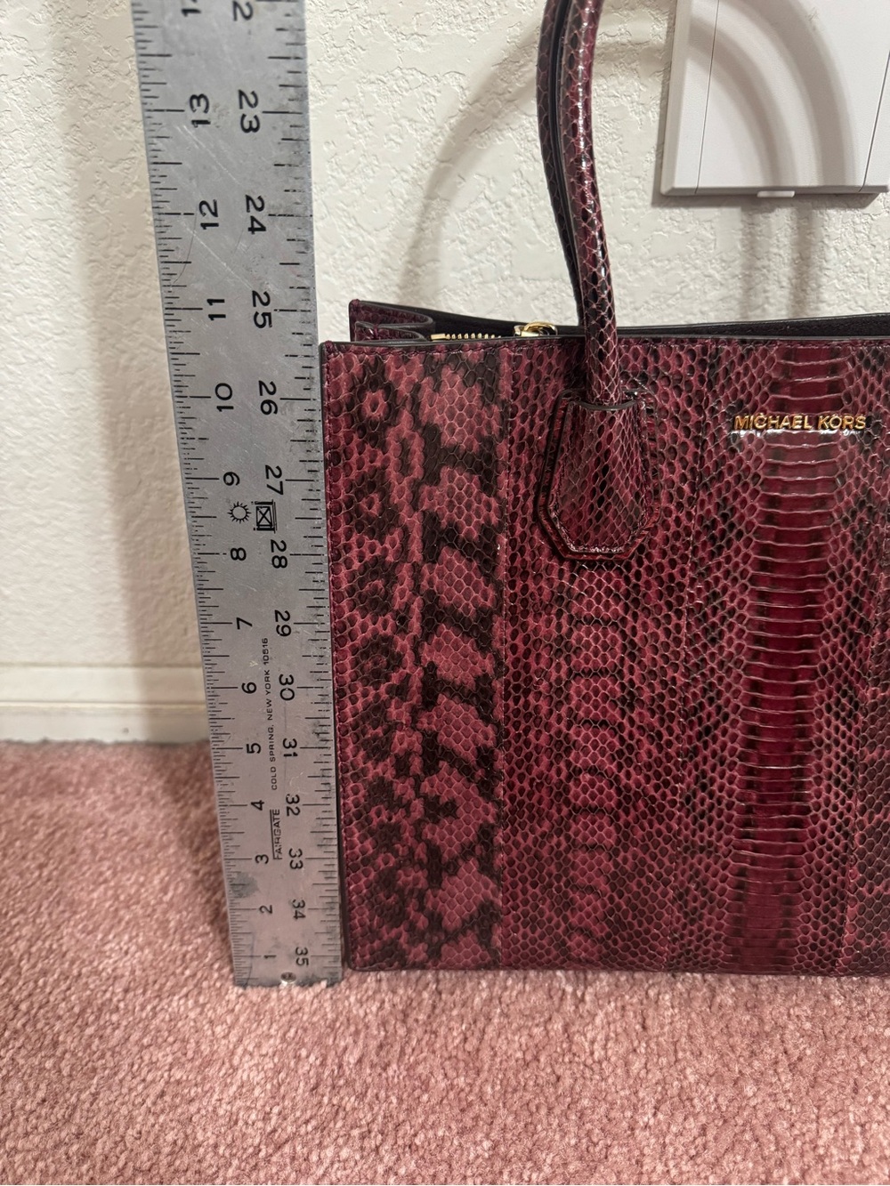 New Michael Kors Large Convention Tote Mulberry Snake purse bag studio - Picture 2 of 12